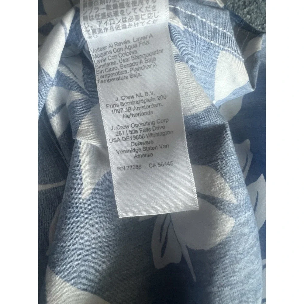 J.Crew‎ Flex Washed Hawaiian Shirt Blue White Floral Men's L